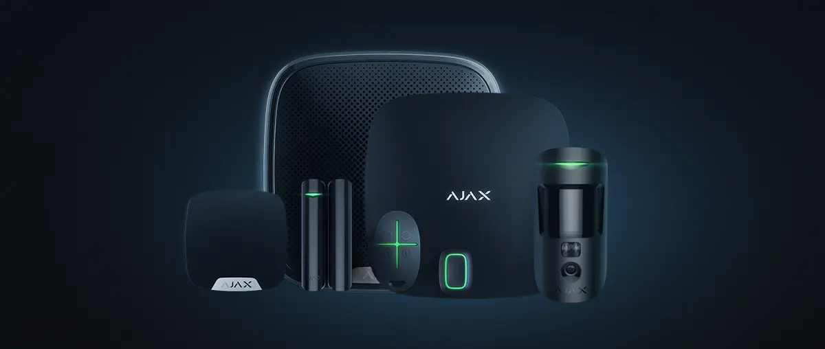 Kit completo de alarma sin cuotas Ajax Systems de Grado 2, incluyendo panel central, teclado, sirena y sensor MotionCam con fotoverificación