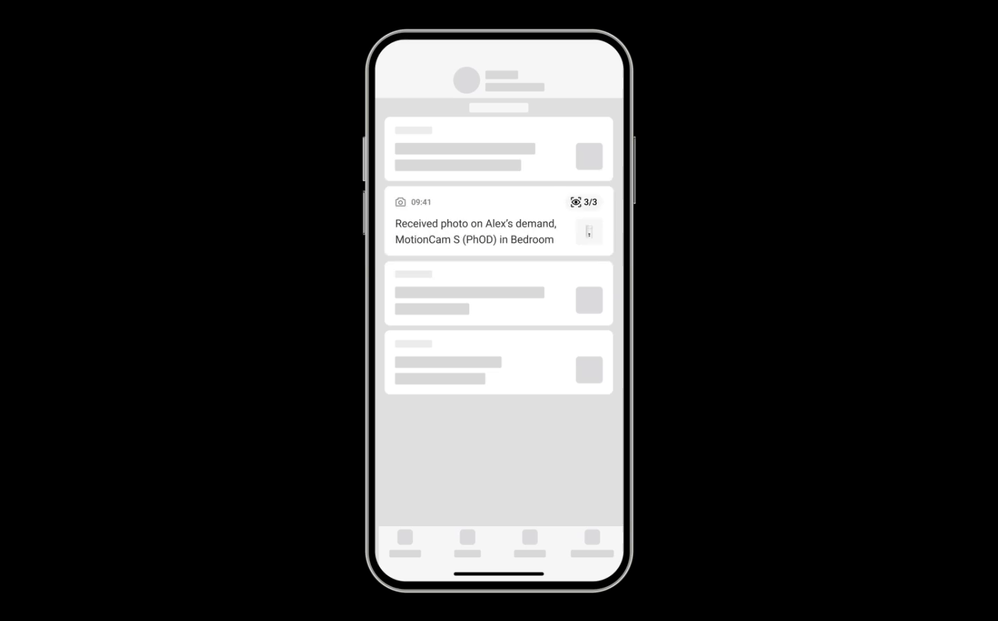 Ilustración de una notificación en la app de Ajax avisando de que un usuario ha solicitado una foto bajo demanda