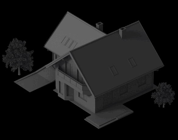 Casa de noche con luces encendiéndose y apagándose para simular presencia con domótica Ajax