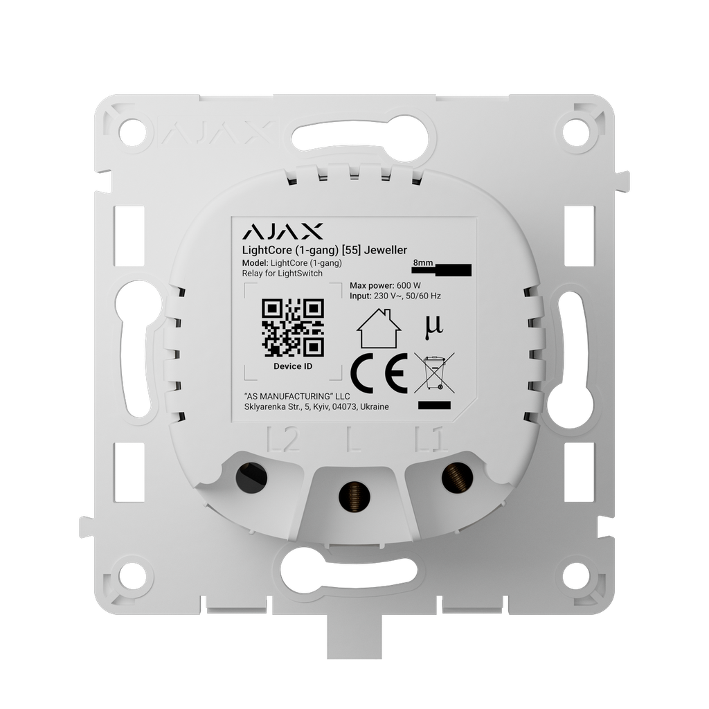 Base de interruptor 1 banda Ajax LightSwitch 1-gang LightCore