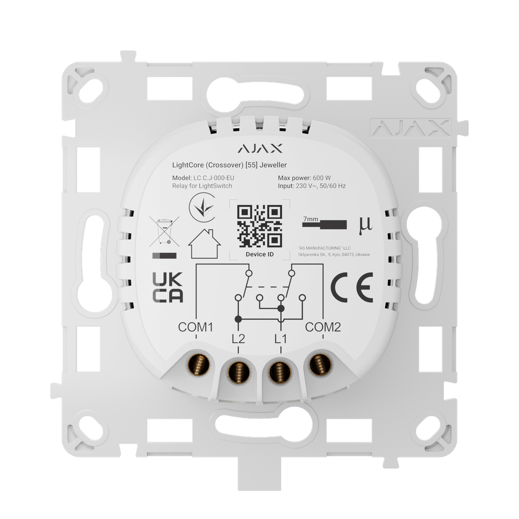Base de interruptor intermedio Ajax LightSwitch Crossover LightCore
