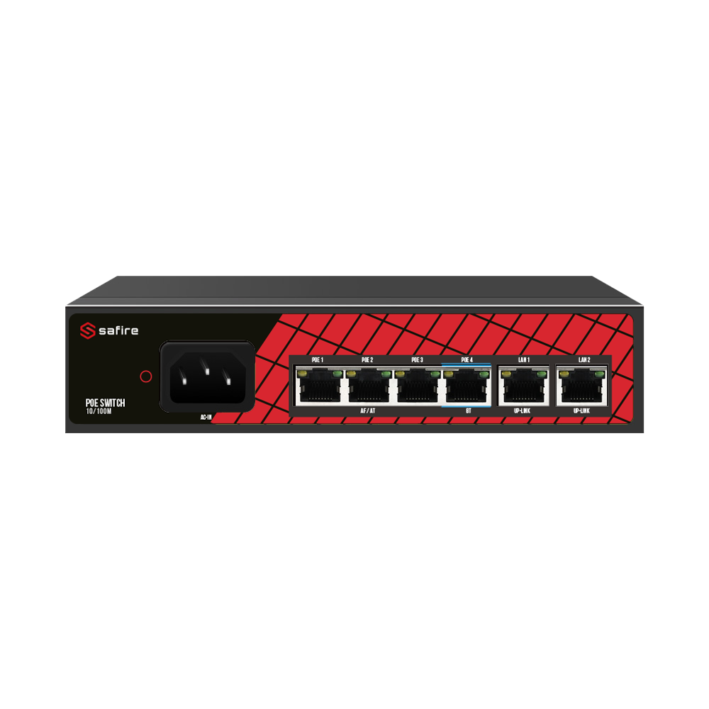 Switch PoE 6 puertos 60W Safire (Hi-PoE)