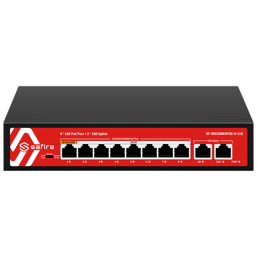 [SF-SW1008HIPOE-G-115] Switch PoE 10 puertos Gigabit 115W Safire